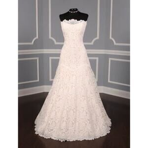 ROMONA KEVEZA LEGENDS L503 Ivory Blush Lace Aline Strapless Bridal Wedding Dress